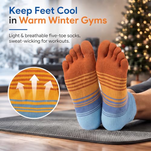 HiMagics Complementary Color 5-Toe Socks Medium Fade Upward Unisex Low Cut Breathable Moisture-Wicking Socks