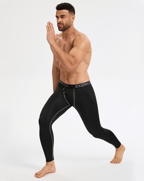 ATTIQOZI 5 or 4 Pack Men’s Thermal Compression Fleece Lined Pants Athletic Leggings Baselayer Cold Weather Workout Sports Running Tights 4 Black(2b) L