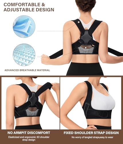 URSEXYLY Posture Corrector for Women S/M Black – Breathable Back Brace for Neck, Shoulders & Upper Back Pain Relief