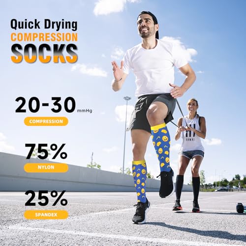 Bropite Large-X-Large Compression Socks for Men & Women 20-30 mmHg Support Knee High Running Travel