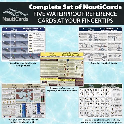 NautiCards 5-Pack Marine Boating Guides Waterproof Set for Sailors & Boat Owners