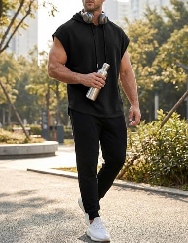 JMIERR Men's Black XX-Large Hooded Cotton Shirt with Drawstring - Casual Loose Fit Hoodie