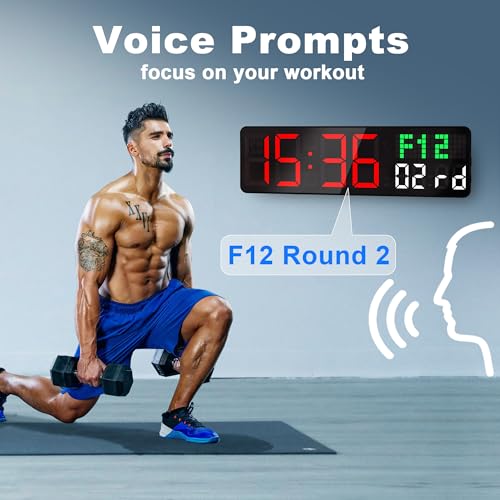 12-Inch Interval Workout Timer with Remote Control | 5 Display Modes & 4 Alarms