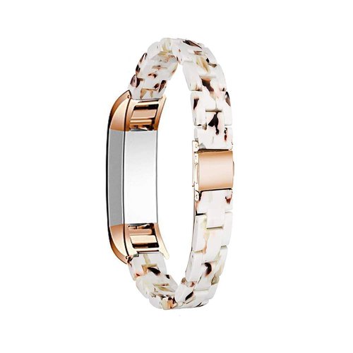 Ayeger Resin Band Compatible with Fitbit Alta/Alta HR/Ace,Women Men Resin Accessory Rose Gold Buckle Band Wristband Strap Blacelet (Nougat White)