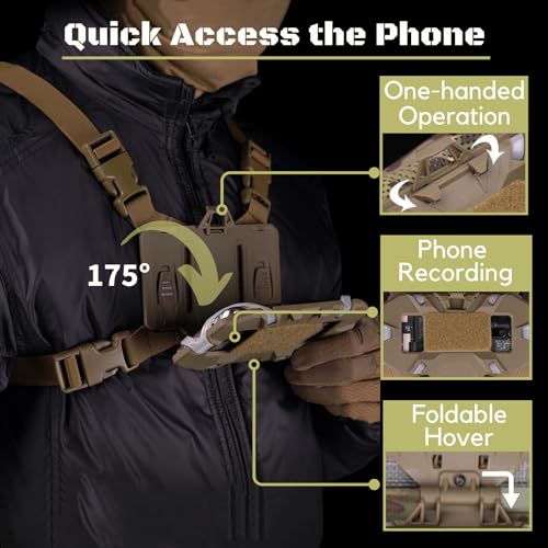 Tactical Vest Phone Holder - Chest Rig Mount for 4.7-6.7" Phones - Black