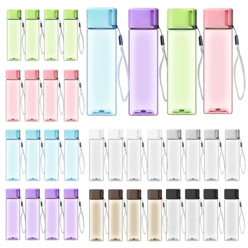 SENONAPO 32 Pack Multicolor 17oz Leak-Proof Plastic Water Bottles Bulk