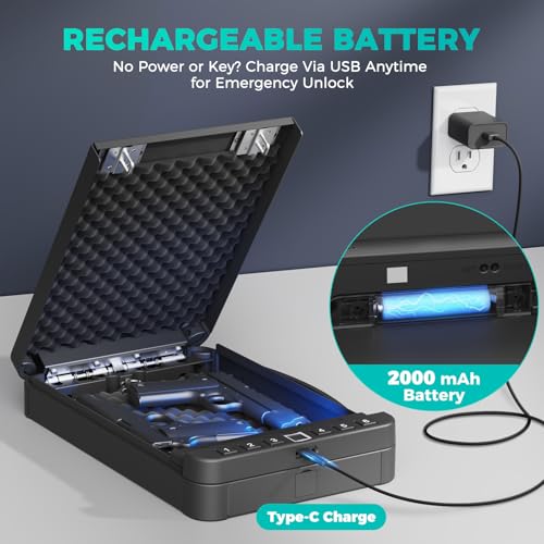 Biometric Gun Safe for Handgun - Quick Access Portable Safe BOX-3