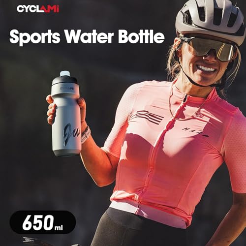 CYCLAMI Truth Grey 22oz Bike Water Bottle — BPA-Free Squeeze, Leakproof, Universal Cage Fit