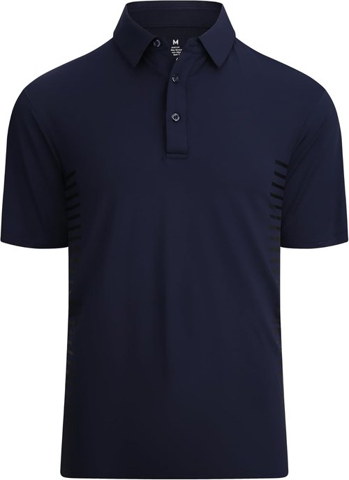 Alex Vando Men's Golf Shirt - Moisture-Wicking Quick-Dry Striped Polo | Perfect for Sports