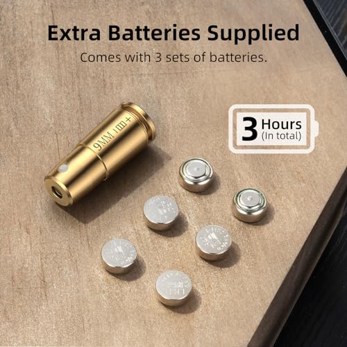 9mm Red Laser Bore Sighter with Extra Batteries & Tin Case
