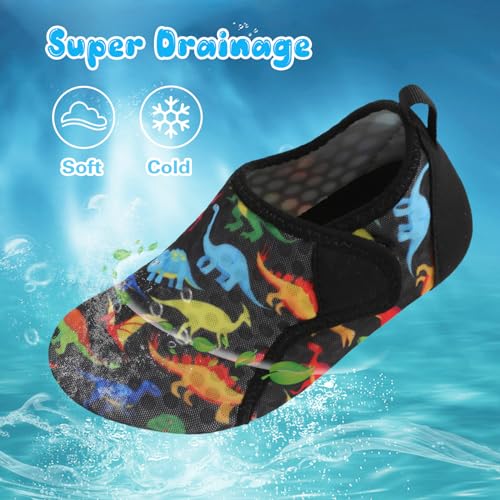 Kids Water Shoes Boys Girls Quick Dry Aqua Socks Non Slip Beach Surf Shoes - Dinosaur, Toddler 8-8.5