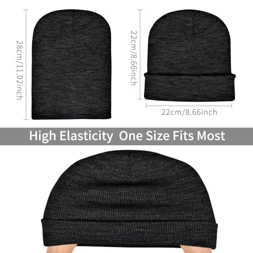 Unisex Cuffed Knit Beanie Hat - Winter Skull Cap - Black