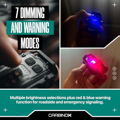 CARBINOX Rechargeable LED Mini Flashlight with COB Light & Red-Blue Warning