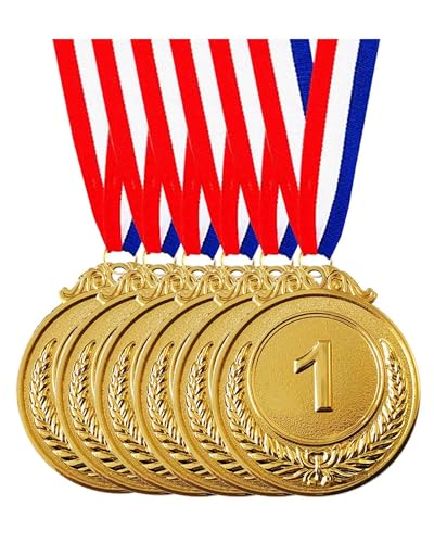 Gold Award Medals - 6 Pcs 1st Place Olympic Style with Ribbons