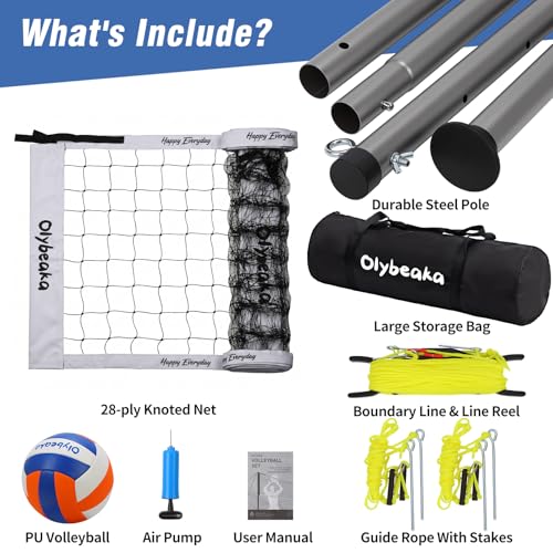 32FT Portable Outdoor Volleyball Net Set - Adjustable Height, Carry Bag