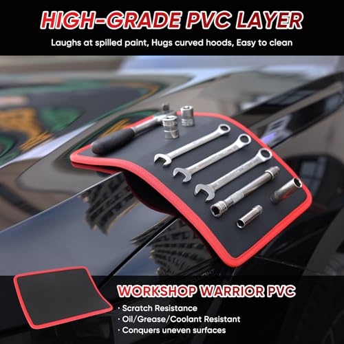 ?Arcomin 3PC Flexible Magnetic Tool Mat & Tray Holder - Magnetic Tool Tray, Flexible Magnetic Mat, PVC & Non-Slip for Garage Workshop, Auto Repair Tools (12.8x9.8/12.6x4/6.3x5.3in)