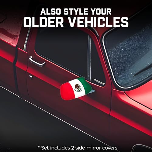 2 Pack Mexican Car Side View Mirror Covers - Weatherproof Polyester