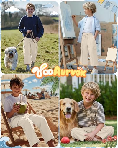 Boys' Cargo Capri Pants - Adjustable Waist, Durable Polyester, Multiple Sizes