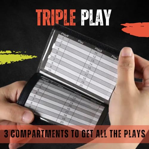 Football Quarterback Play Wristband - Black Adult Size - 3 Compartments
