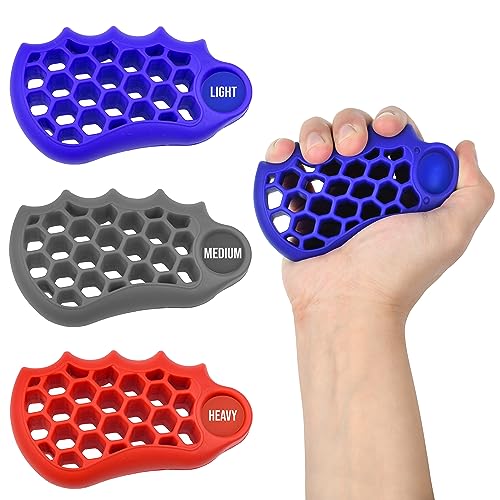 Hand Strengthener Set - 3 Resistance Levels for Therapy - Red, Blue, Gray