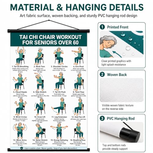 Tai Chi Chair Workout Chart for Seniors - Green, 16 x 24 in