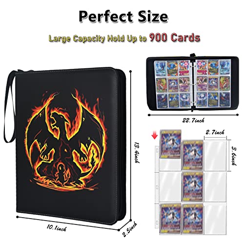 LIMSTDIC Black 900-Pocket Card Binder with Zipper for Trading Cards, Collectibles Storage Album