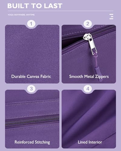 Yoga Mat Bag with Waterproof Pocket - Purple Large