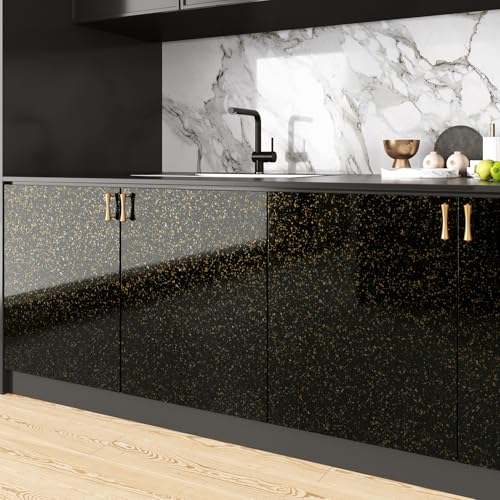 Black and Gold Granite Contact Paper for Countertops Peel and Stick Countertop Covers Waterproof Removable Marble Wallpaper for Kitchen Bathroom Counter Tops Desk Cabinets Vinyl Wrap