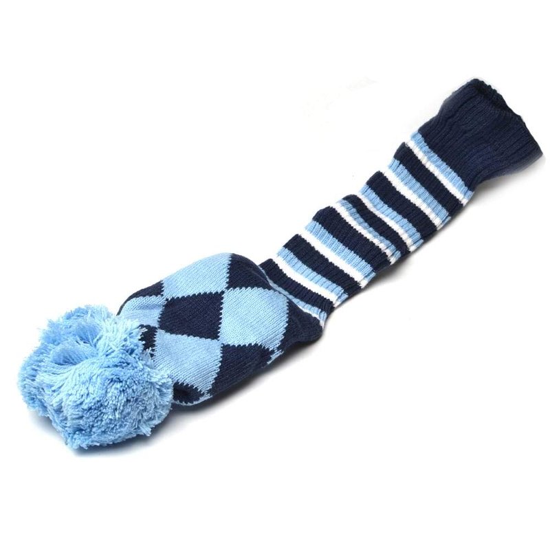 PLUSKER Golf Head Covers 3PCS Set Navy Blue - Double Strength Knit Long Neck Pom Pom Design for Driver #3#5 Fairway Woods