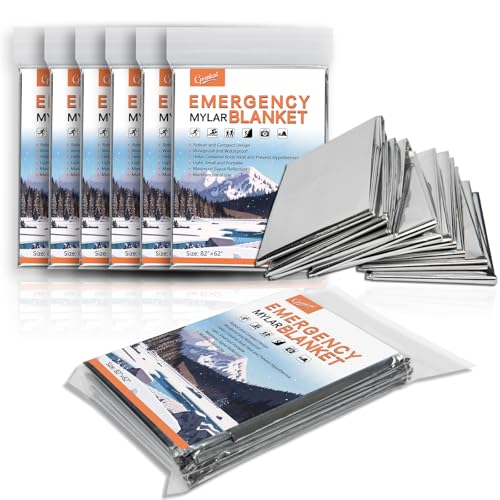 6-Pack Emergency Mylar Thermal Blankets - 82x64 Inch Survival Gear