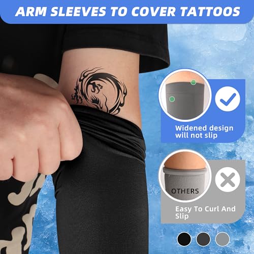 UPF 50 Sun Protection Arm Sleeves - 4 Pack Black, Dark Gray, White, Navy Blue