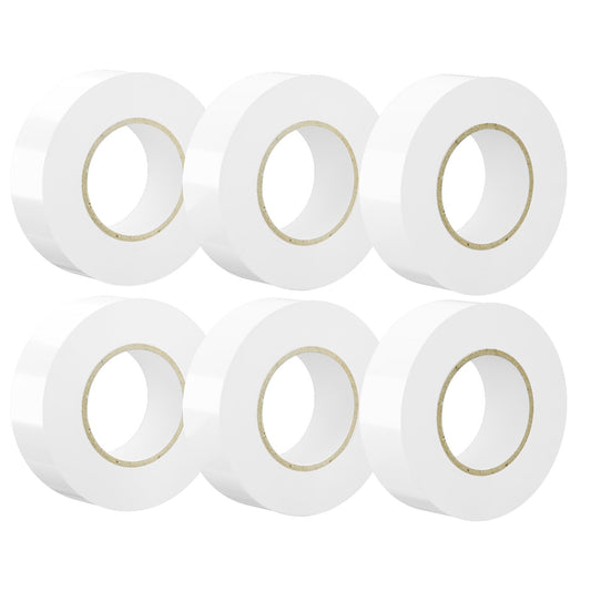 SWRT 6 Pack White Electrical Tape Waterproof, 0.7 in x 66 FT High Temp Electric Tape Under 600V for All Weather - UV Protection - Flame Retardant