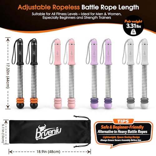 Brveniu Pink Ropeless Portable Weighted Battle Rope for Home Gym