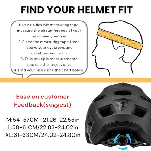 Mountain Bike Helmet for Men & Women - Adjustable M (54-57CM) with Visor