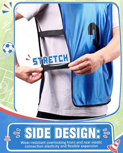 24 Pcs Soccer Pinnies Vests with Elastic Belts for Practice