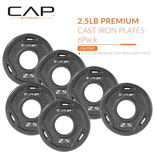 CAP Elite 2.5 lb Olympic Weight Plates Set of 6 - Solid Cast Iron Fitness Weights