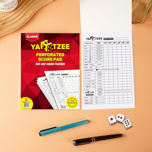 Yahtzee Score Pads - 120 Perforated Sheets, Large Print, 8.5x11" - 1-Pack