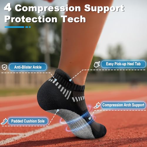 Cushioned Ankle Socks for Boys & Girls - 6 Pairs, Black