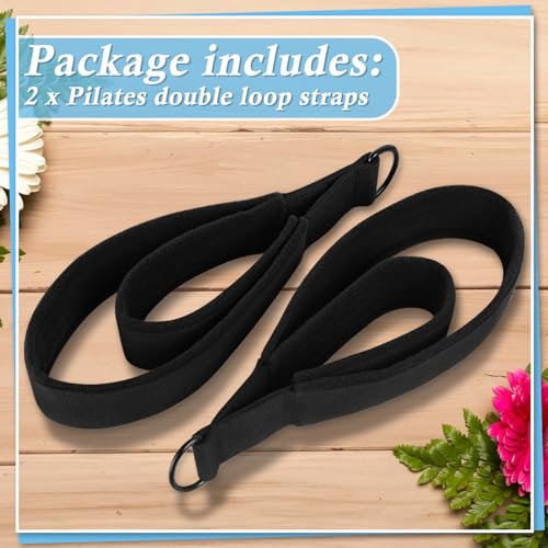 Pilates Double Loop Straps - 2PCS D-Ring Exercise Straps - Black