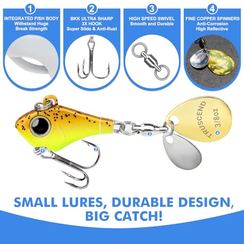 TRUSCEND 3/8oz (10.5g) Spinner Bait for Freshwater & Saltwater Fishing