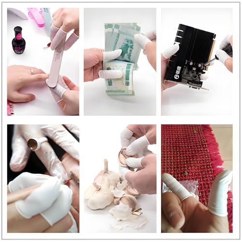 Finger Cots, (Medium,1200 Pcs) Disposable Latex Finger Covers Anti Static Rubber Fingertips Protective for Electronic Repair,Crafting Industrial Apply,White