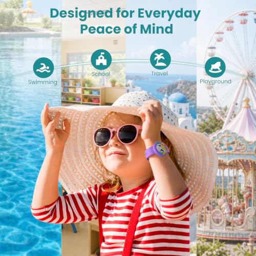 Waterproof Silicone AirTag Wristbands for Kids & Elderly, 2 Pack - Light Blue/Pink