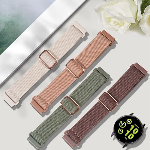 4 Pack Stretchy Nylon Sport Straps for Garmin Watches - Apricot, Meat Pink, Pine Needle Green, Smoke Purple