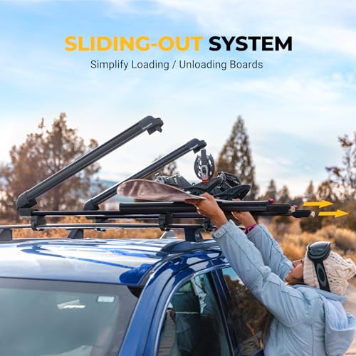 Lockable Ski & Snowboard Rack - 28" Sliding Extension - Black