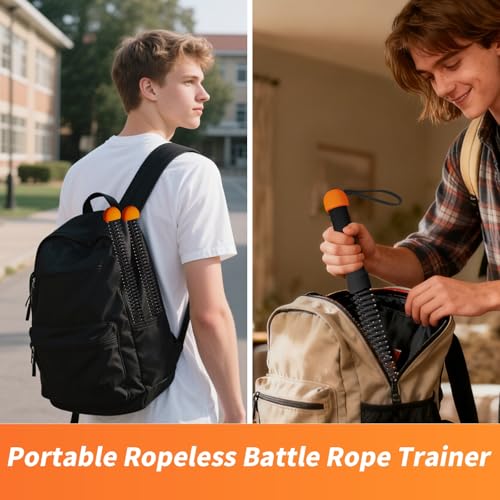 Ropeless Battle Ropes - 2 Pack Cordless HIIT Workout Tool - Black & Amber
