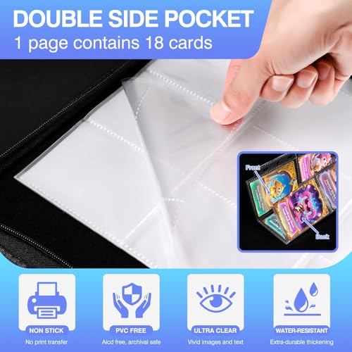 360-Pocket Trading Card Binder Pages - 9-Pocket Clear Sleeves, 20 Pack