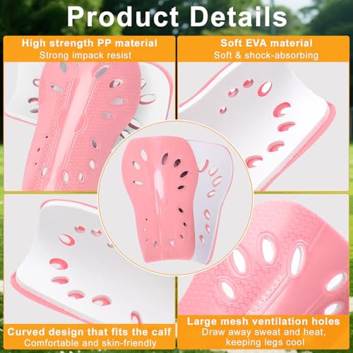 Lightweight Soccer Shin Guards for Kids - 2 Pairs Dust Pink & Purple