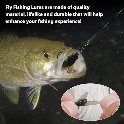 Bionic Fly Fishing Bait Lures Kit - 18pcs Black for Trout & Bass