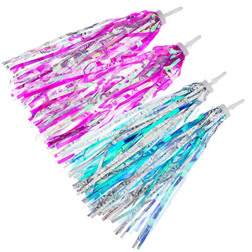 Bicycle Streamers - 2 Pairs in Blue Silver & Hot Pink Silver