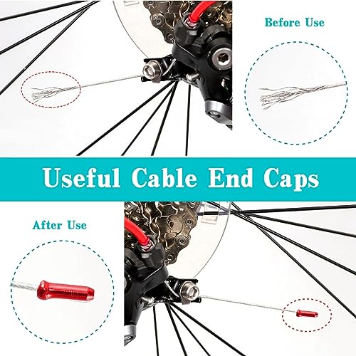 100PCS Colorful Bike Brake Cable End Caps - Durable Aluminum Crimps
